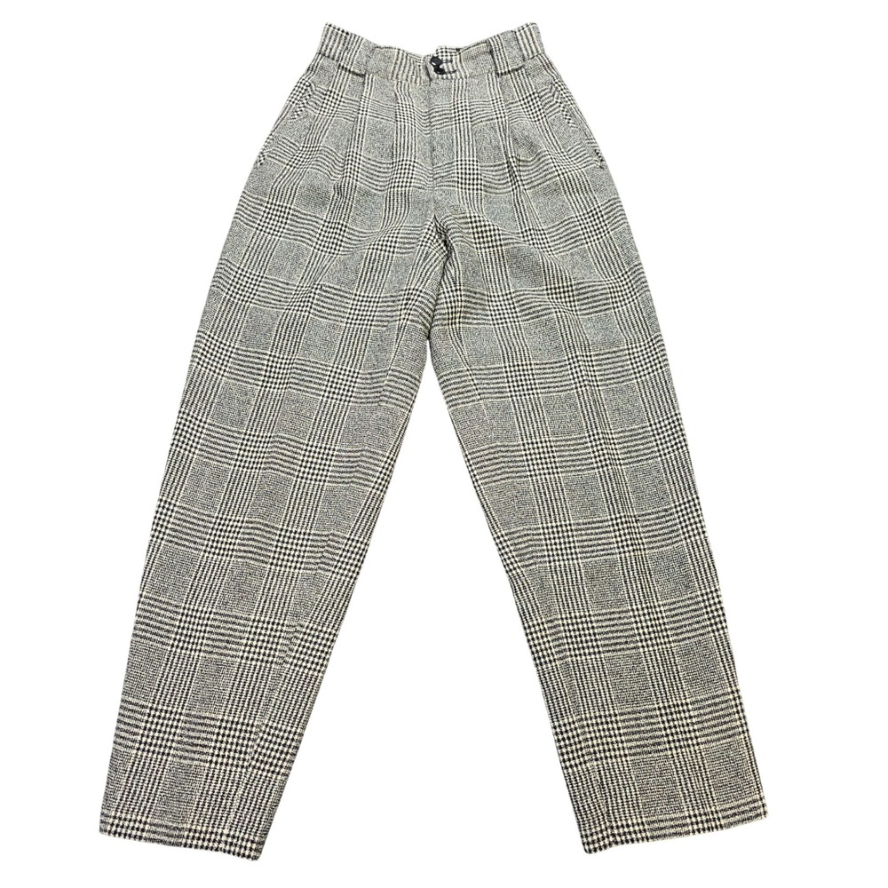 Vintage Giorgio Sant'Angelo 100% Wool Tapered Pants Women's 00 Tan White Plaid